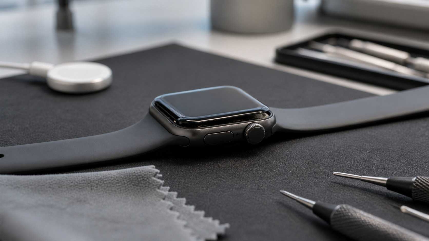 Ekranı açılmış Apple Watch için güvenli ilk adımları gösteren uyarı görseli