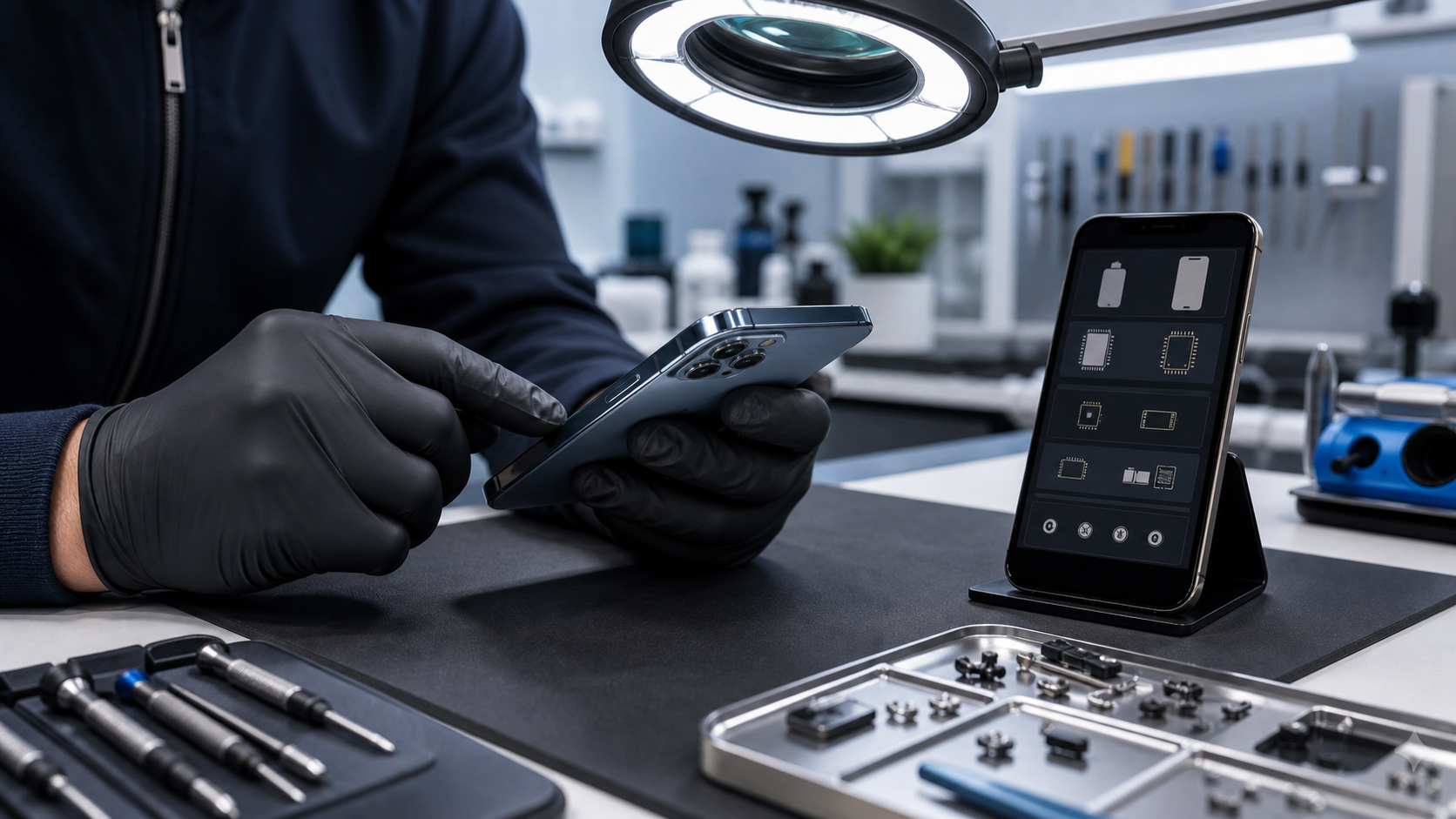 İkinci el iPhone parça geçmişi ve servis geçmişi profesyonel ekipmanla inceleniyor