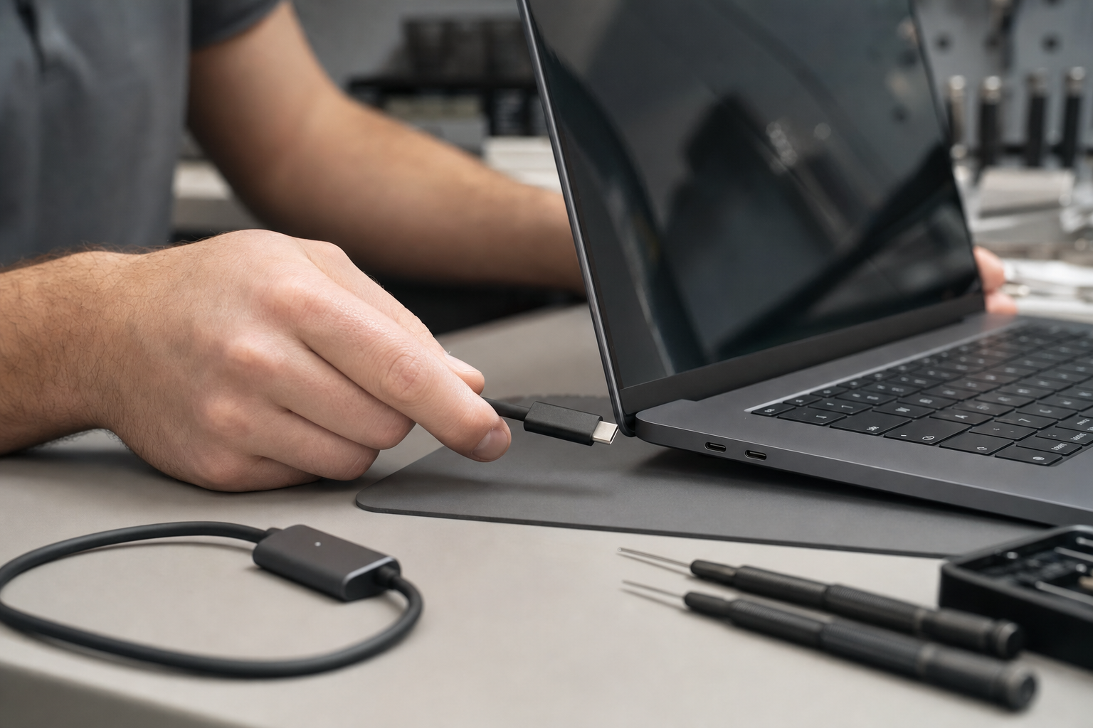 MacBook USB-C portu ve teknik servis kontrolü