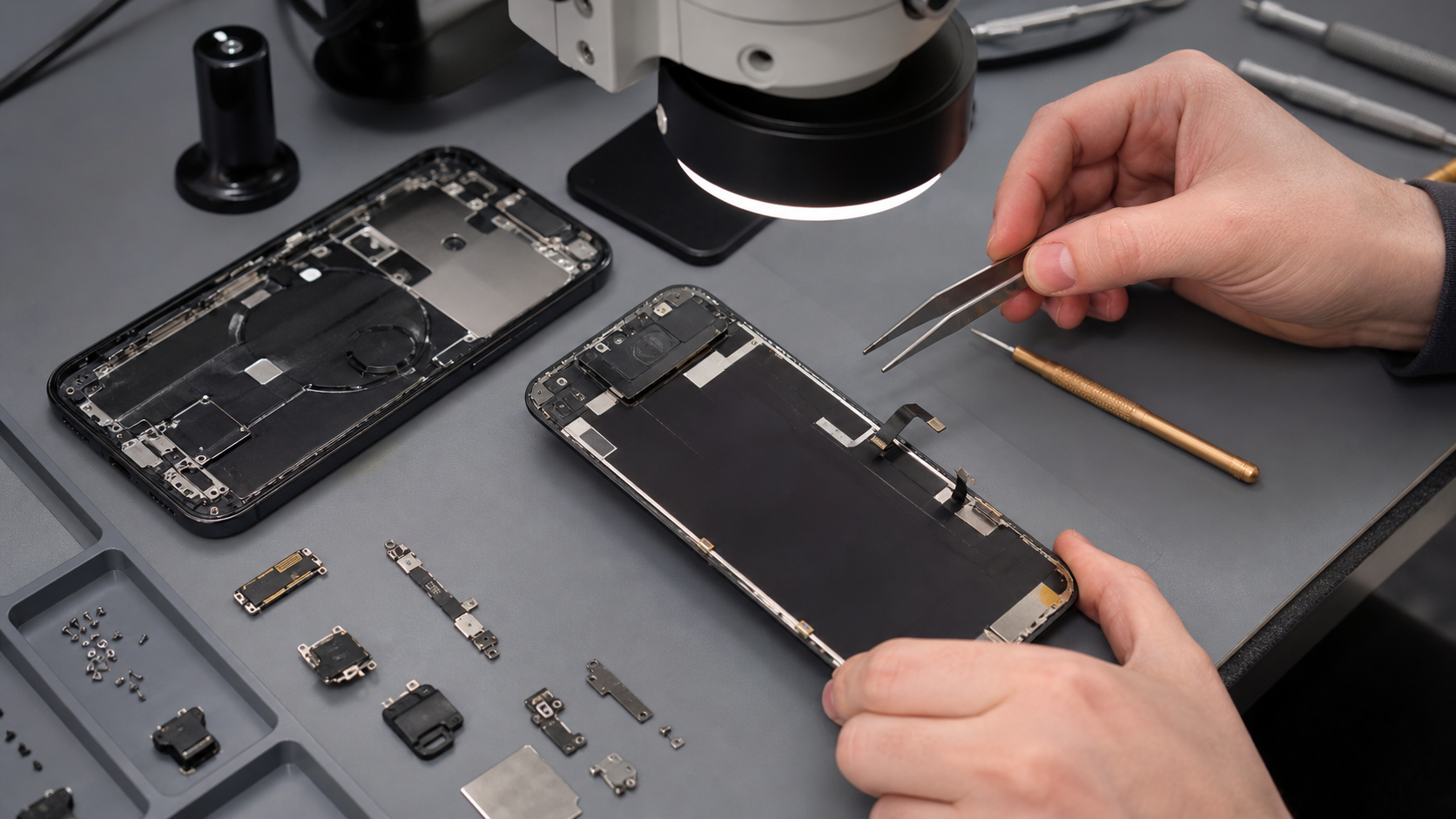 iPhone 12 Pro Max ahize ızgarası, üst hoparlör, sensör flexi ve ses devresi diagnostik kontrolü