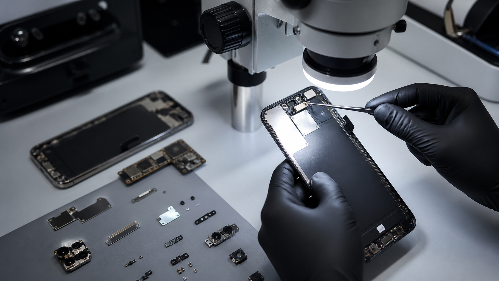 iPhone 15 Pro TrueDepth kamera grubu, ön sensörler, bağlantılar ve kalibrasyon diagnostik kontrolü