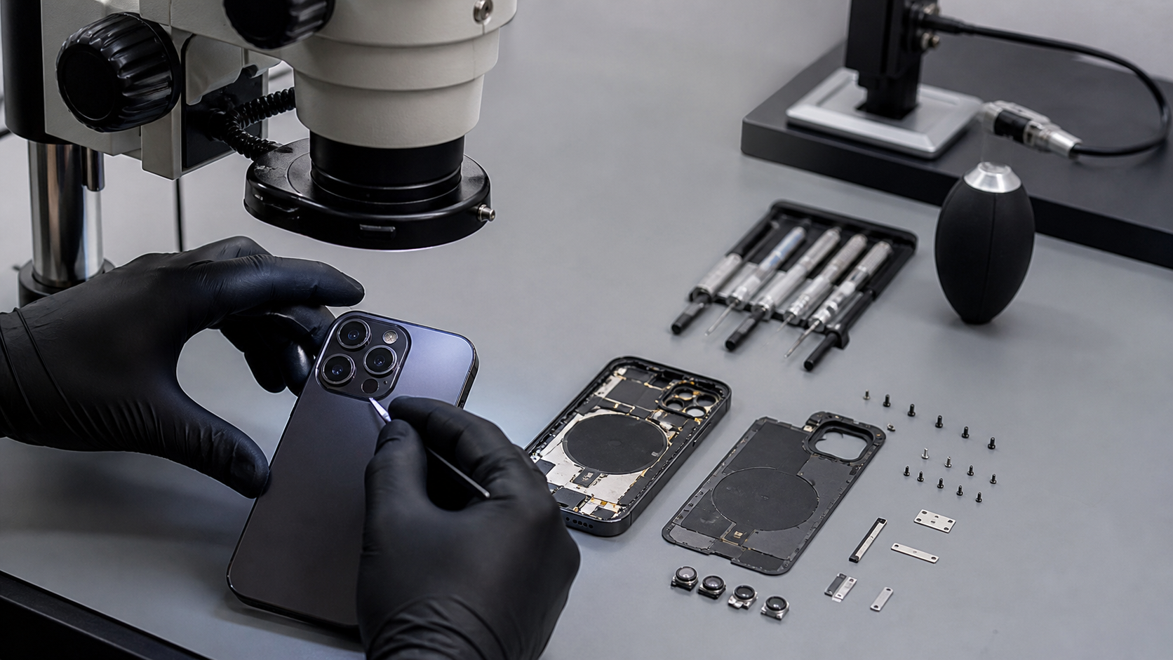 iPhone 16 Pro kamera dış camı, kamera modülü ve kasa sızdırmazlığı diagnostik kontrolü