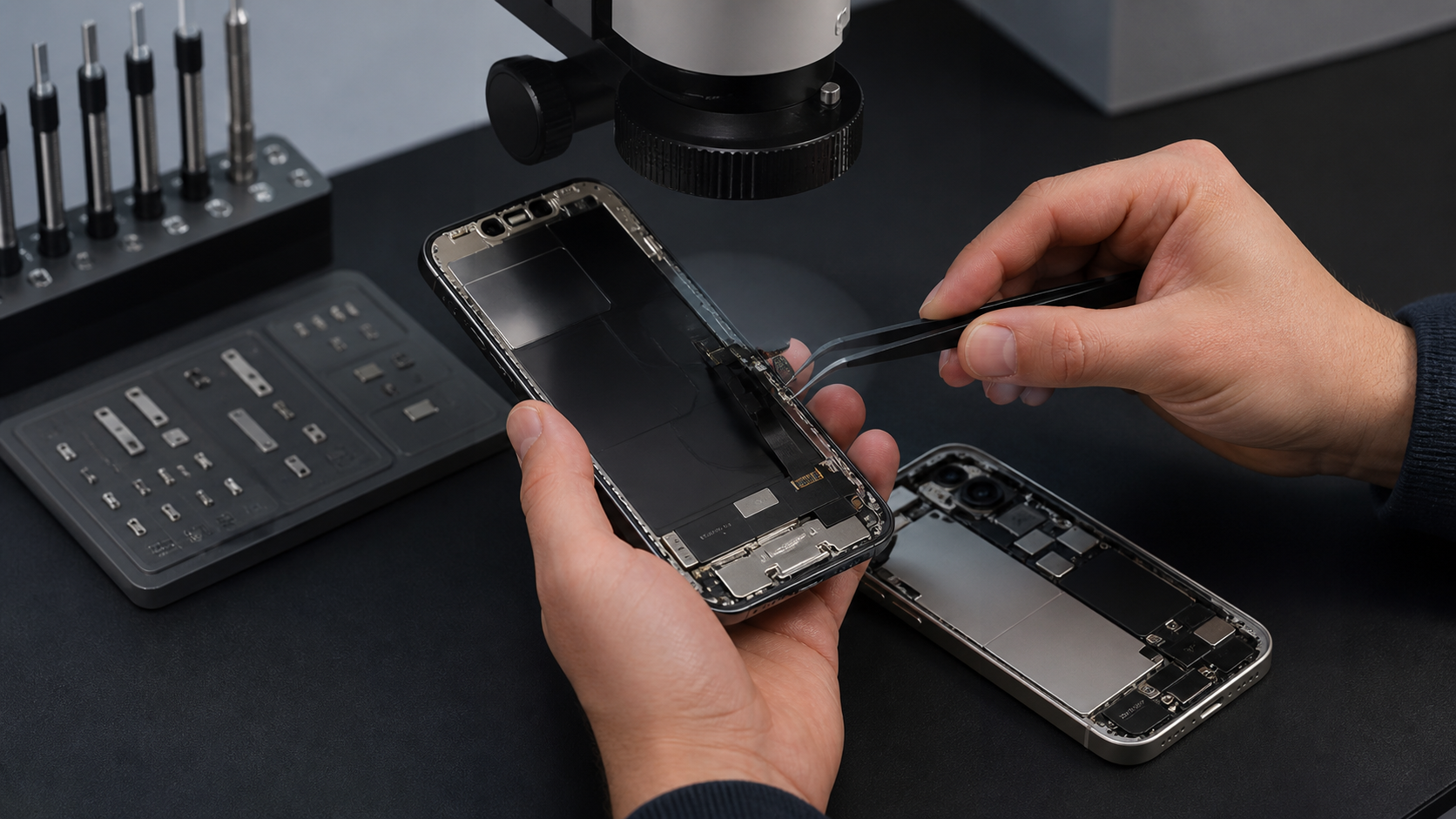 iPhone 17 Pro ekran modülü, ekran konnektörleri ve görüntü devresi diagnostik kontrolü