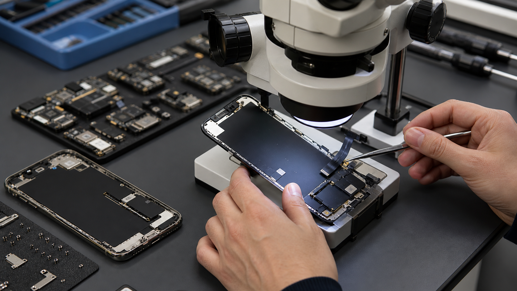 iPhone 18 Pro ekran modülü, ekran konnektörleri ve görüntü devresi diagnostik kontrolü