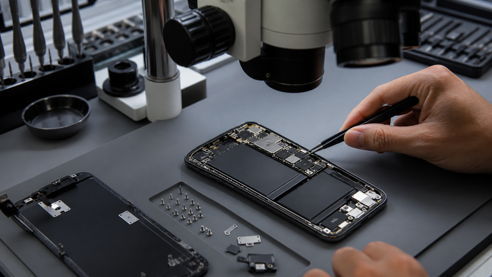 iPhone 18 şarj portu, anakart, ekran, pil ve konnektörler diagnostik kontrolü