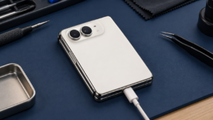 Şarj kablosuna bağlı iPhone Duo; temsili servis sahnesi