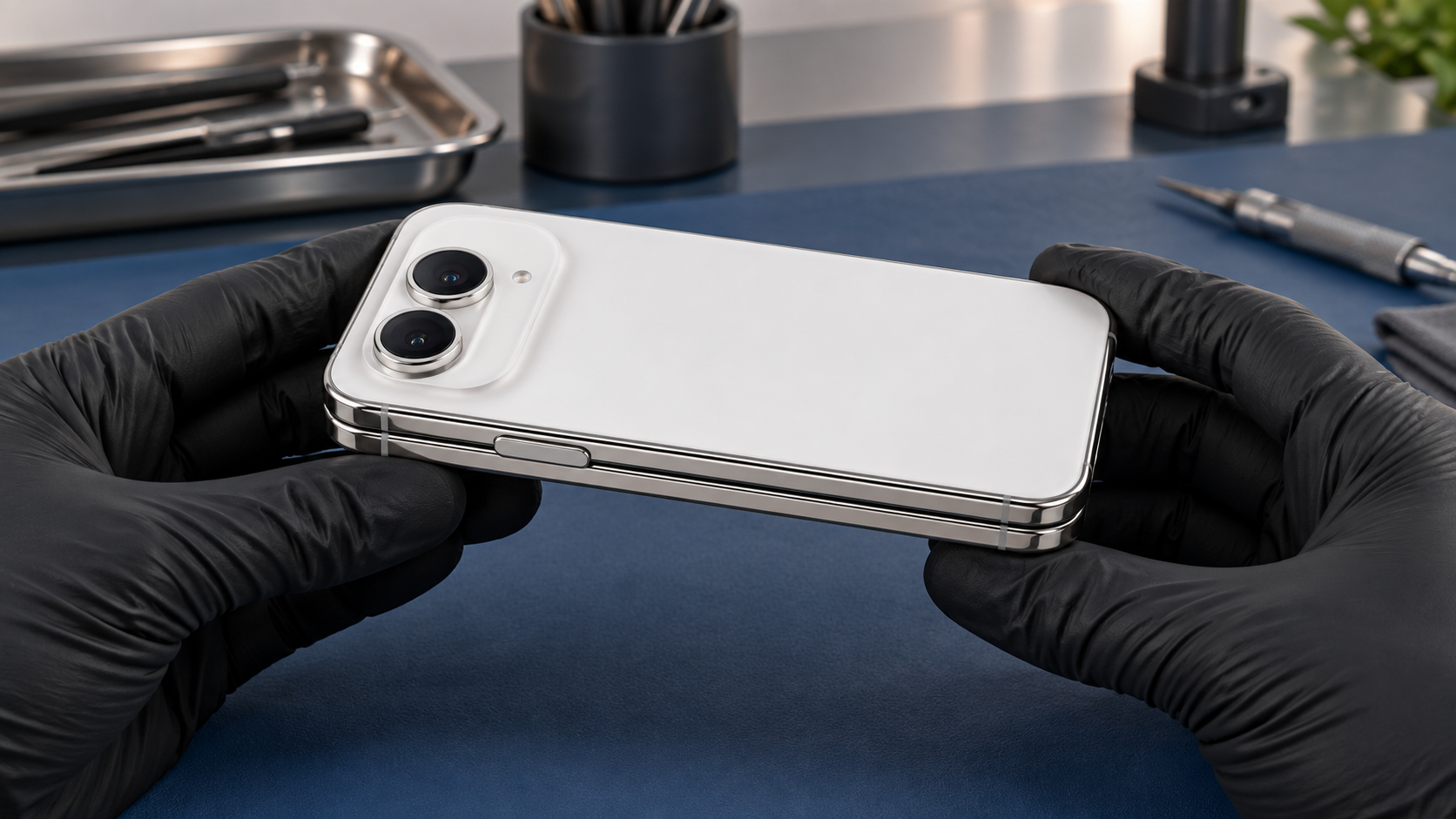 Kapalı konumdaki iPhone Duo tasarımını referans alan temsili dış görünüm sahnesi