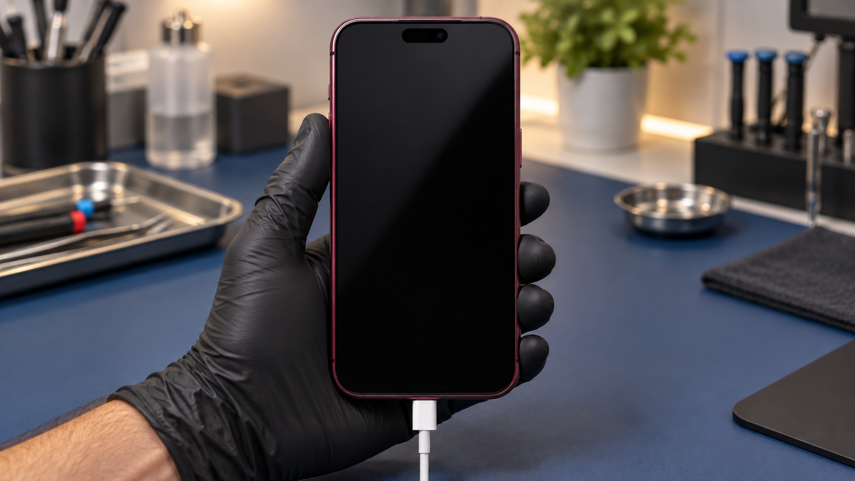iPhone 18 Pro Max tasarımını referans alan cihazda şarj bağlantısının temsili görünümü