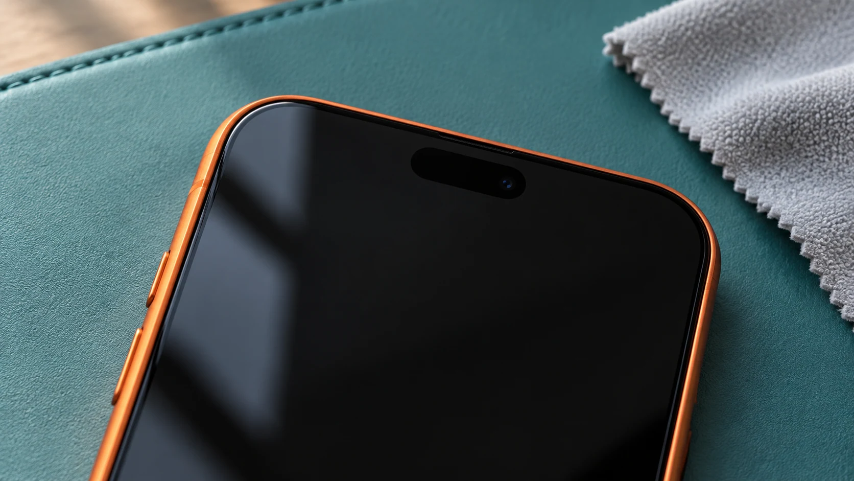 iPhone 17 Pro tasarımlı telefonun ön kamera ve Dynamic Island bölgesi
