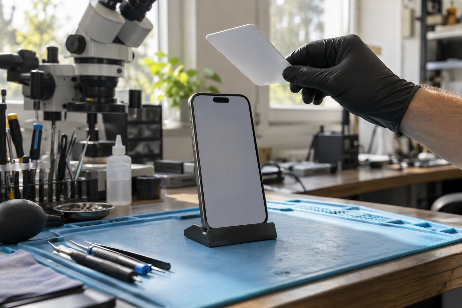 Ortam ışığı etkisini karşılaştırmak için gölgelenen iPhone ekranı