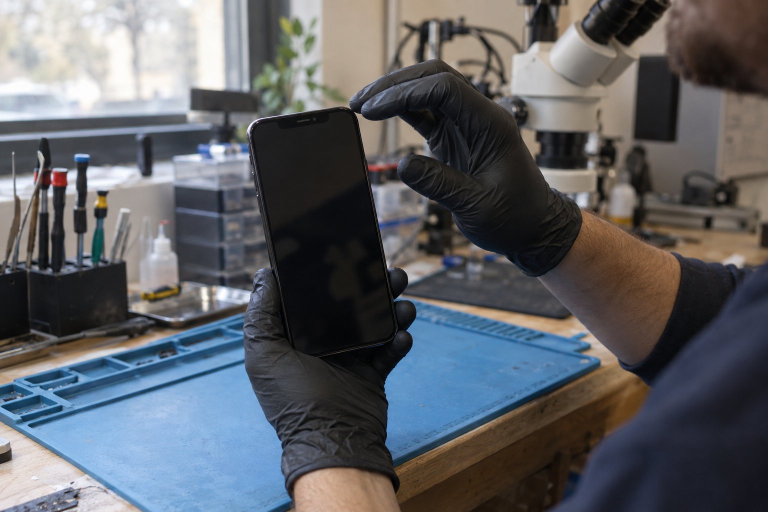 iPhone ekranının üst bölgesinde yakınlık algısı kontrolünü temsil eden sahne