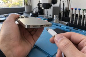 USB-C bağlantı noktası ile uyumlu kablo ucunun atölyede karşılaştırılması