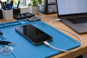 iPhone 15 için bilgisayara usb-c bağlantısı — temsili atölye görseli