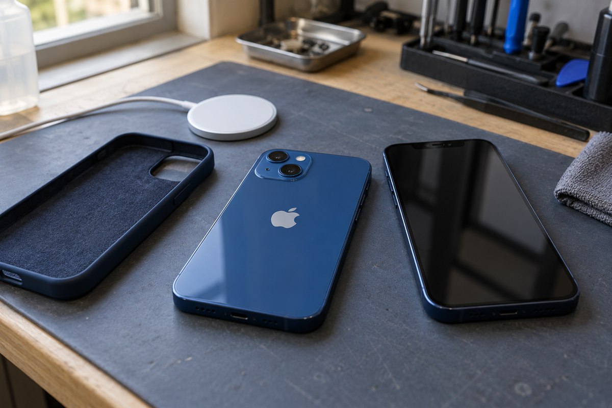 iPhone 13 için arka yüzey ve aksesuar karşılaştırması — temsili atölye görseli
