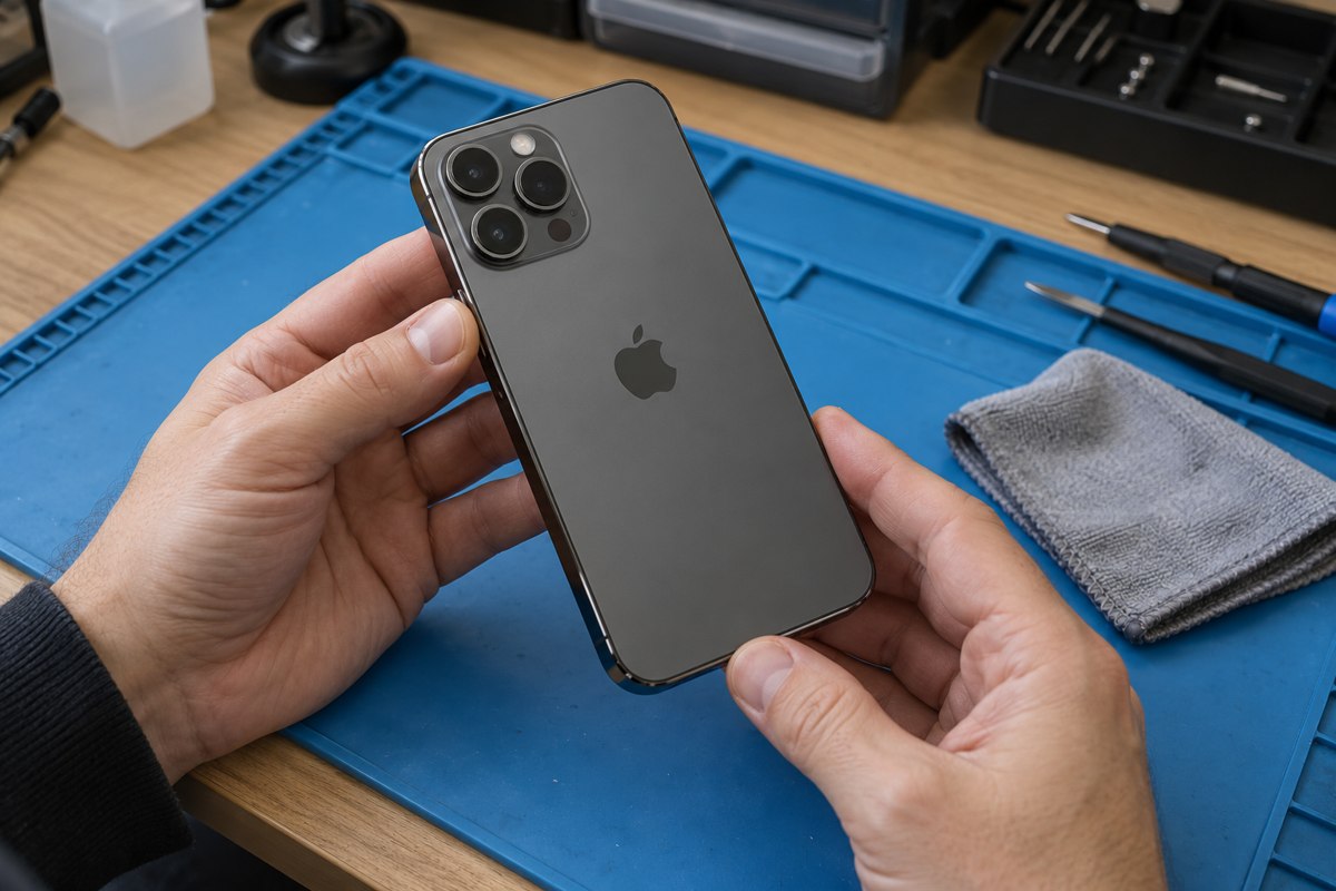 iPhone 13 Pro için kamera çevresinin dıştan kontrolü — temsili atölye görseli
