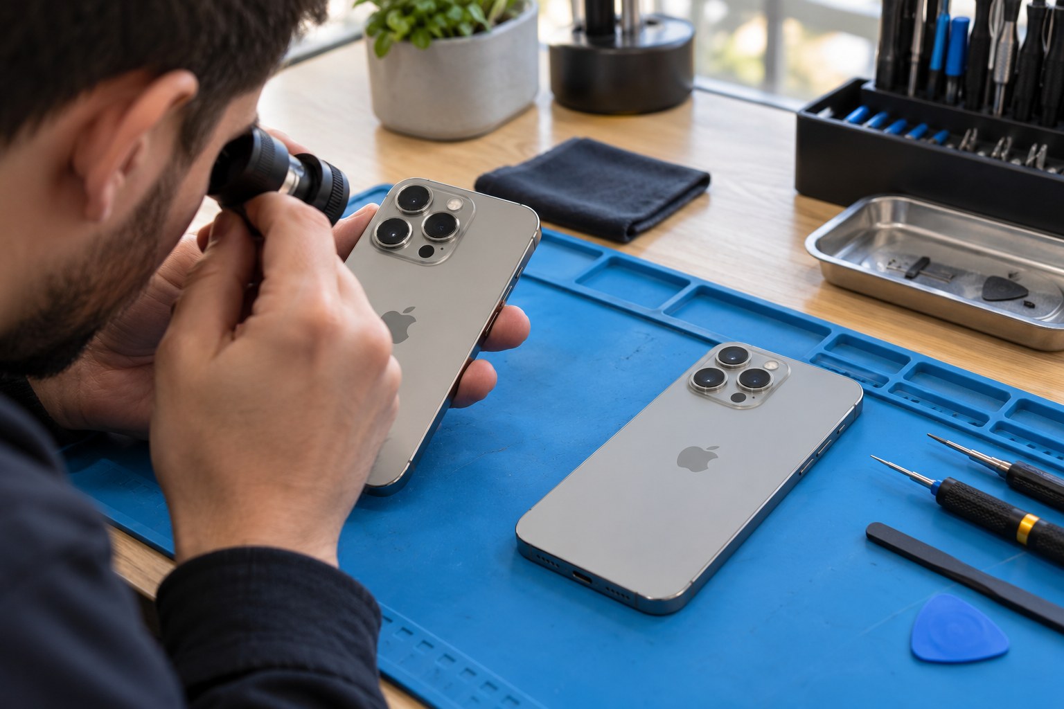 Pro serisi iPhone kamera donanımının incelenmesi — temsili atölye görseli