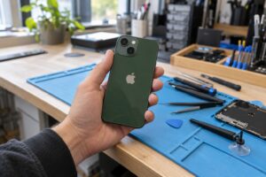Kompakt iPhone 13 mini’nin elde tutulması — temsili atölye görseli