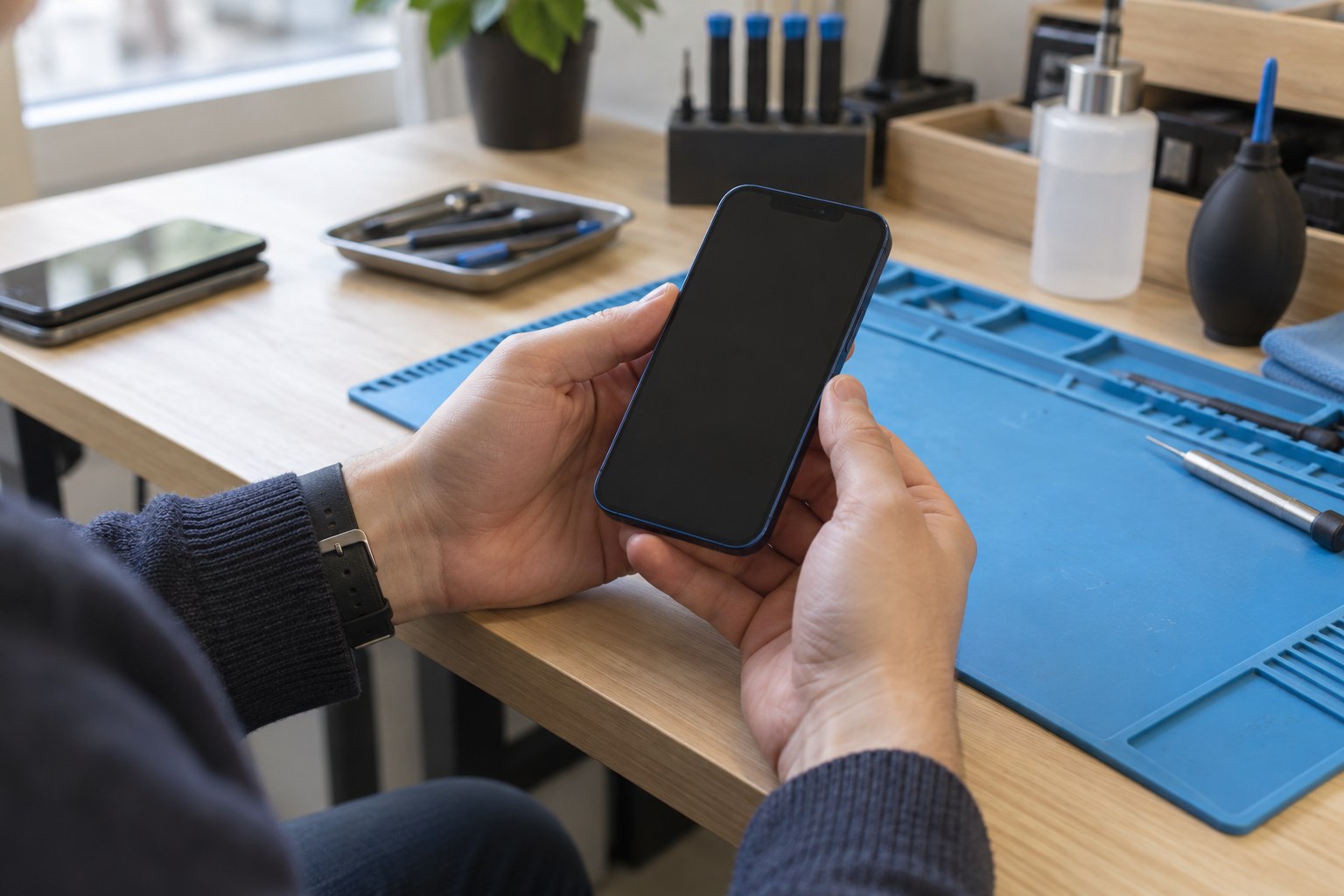 Küçük iPhone’da ekran ve kullanım rahatlığının değerlendirilmesi — temsili atölye görseli