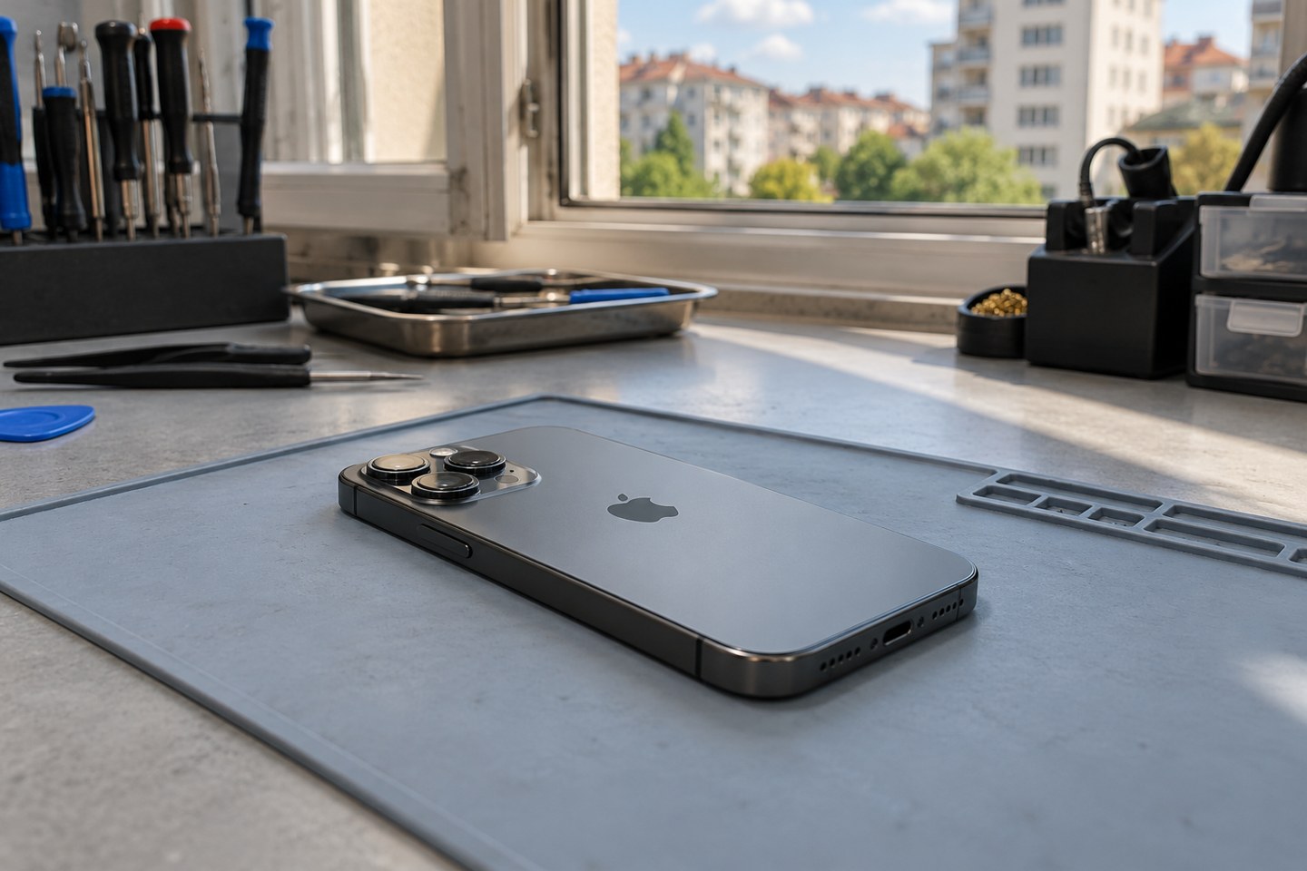 Konum şikâyeti için pencere yakınında incelenen iPhone
