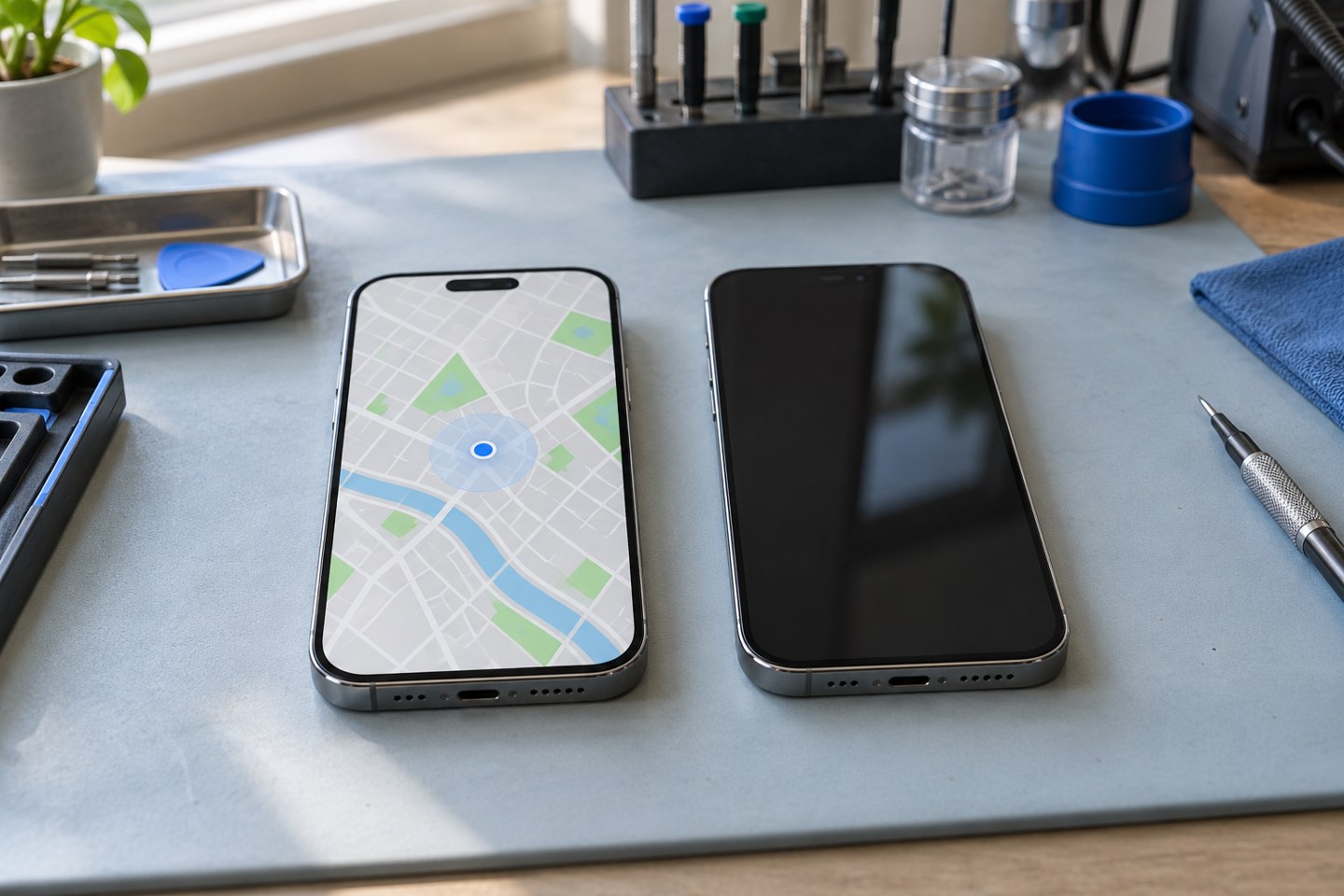 Konum davranışını karşılaştırmaya yönelik iki telefonlu düzen