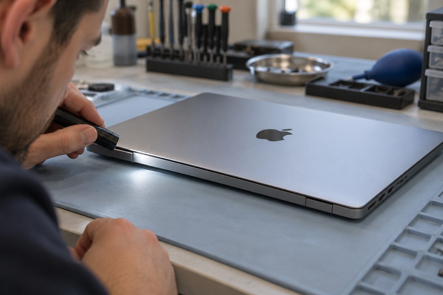 MacBook ekran ve kasa birleşiminin dış kontrolü