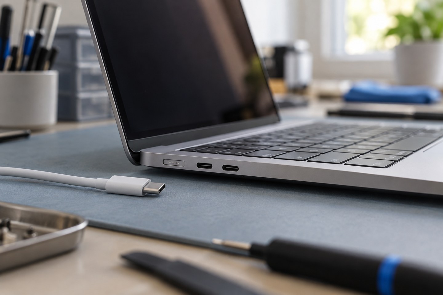 MacBook USB-C bağlantılarının dış görünümü