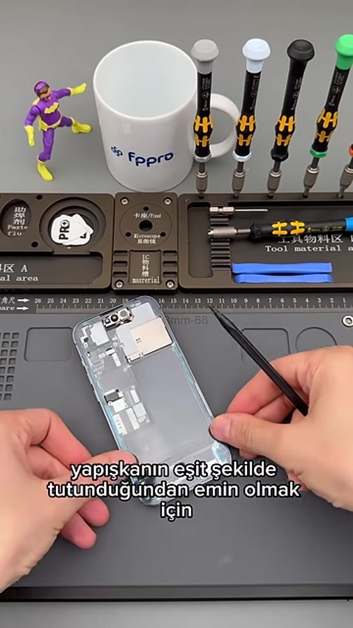 FPPRO: Yeni yapışkanın yerleşiminin kontrolü.