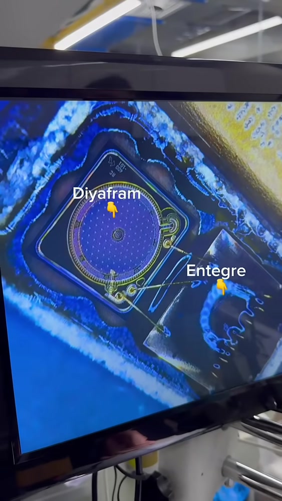 Mikrofon diyaframı ve elektronik bölümün videodaki karşılaştırması