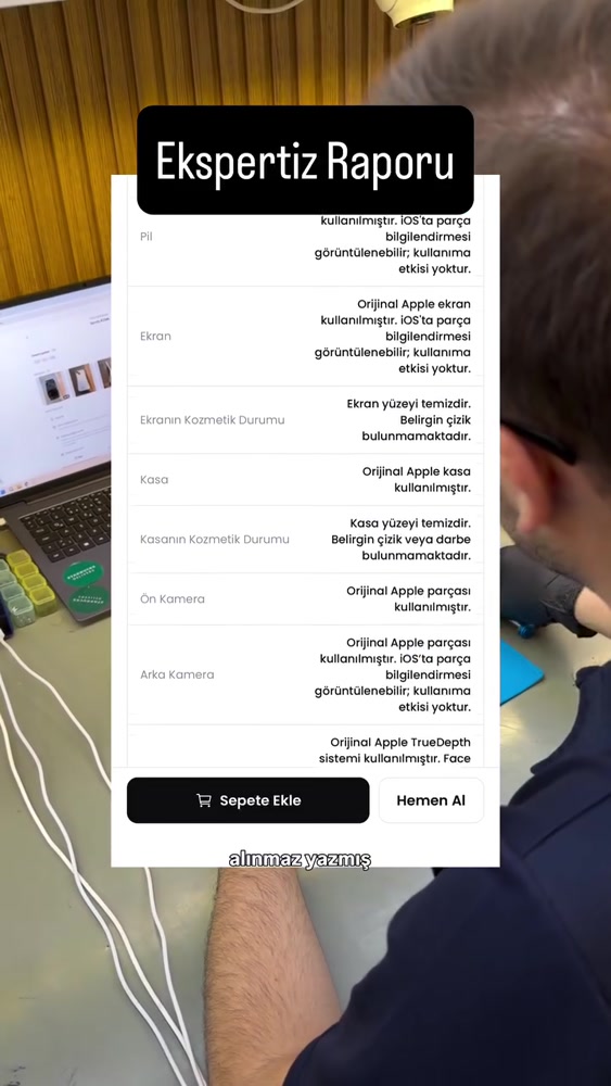 Videoda gösterilen telefon ekspertiz raporu örneği