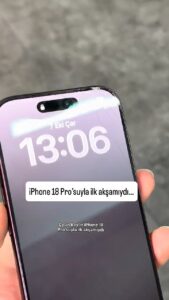 FPPRO videosunda üst kenarındaki ön cam çatlakları görülen iPhone 18 Pro