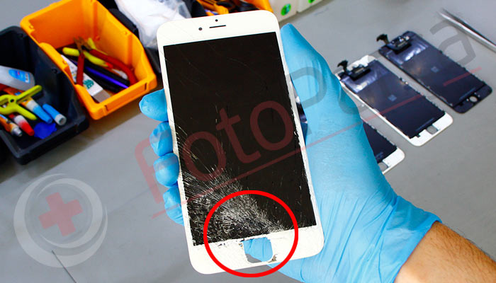 iPhone 6 home butonuna yakın kısımdan ekran kırılması